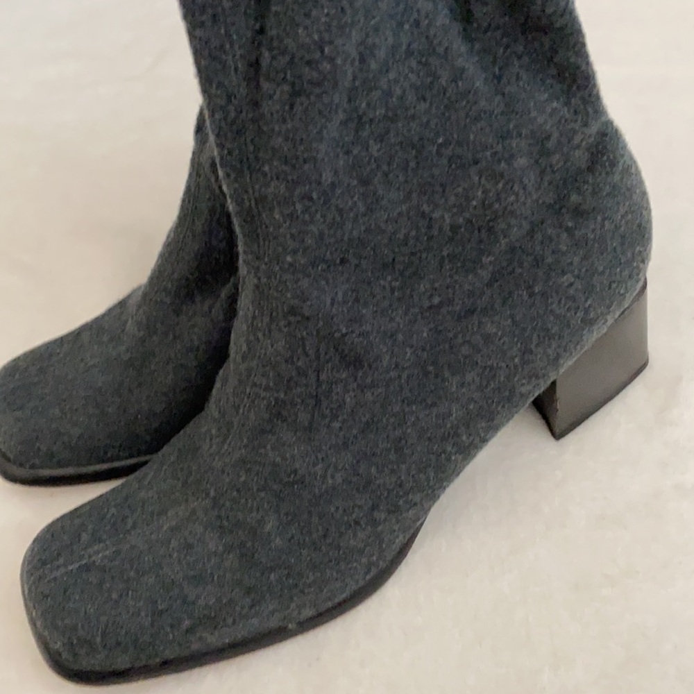 {VTG} Sesto Meucci | Pull On Chunky Heel Square Toe Stretch Sock Boots Gray (8) - Picture 14 of 15